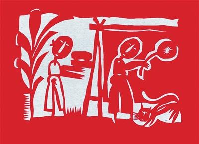 《日常纸记》之《晒被子》（剪纸）刘冠玉作