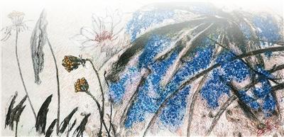 乱针绣作品《小荷》。受访者供图