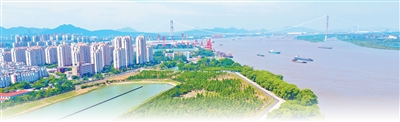 长江江苏省镇江市润州段水清岸绿。江苏科技大学孟加拉国籍留学生 苏科娜·贡萨尔维斯摄